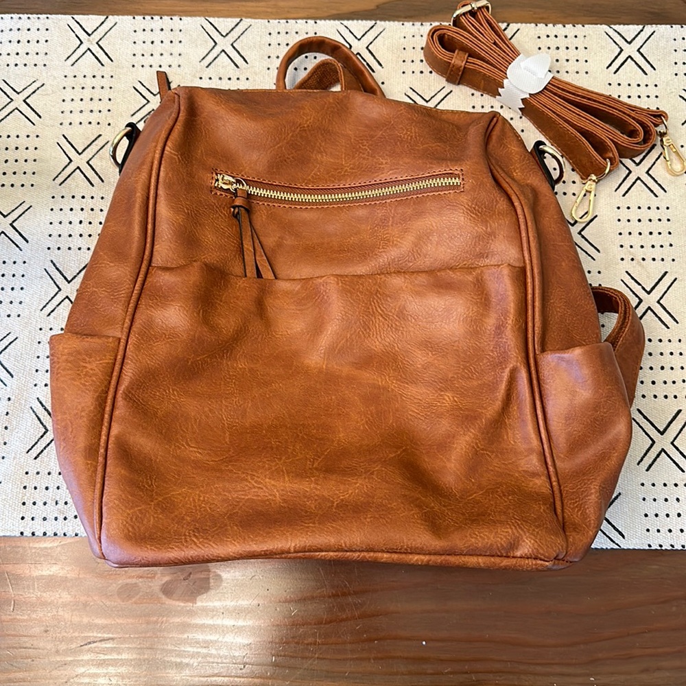 Like new brown backpack purse